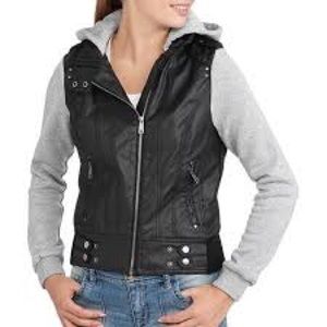 Faux Leather Sweatshirt